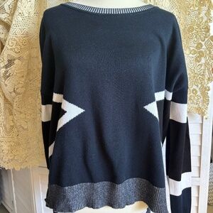 PLANET by Lauren G Pima Cotton Triangle Crewneck Sweater